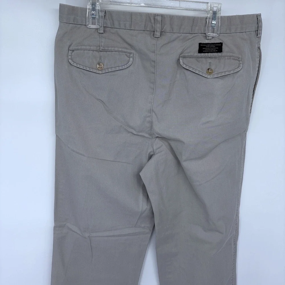 Mens Banana Republic Chino Pants Size 38R 100% Cotton‎ Grayish Tan Khaki